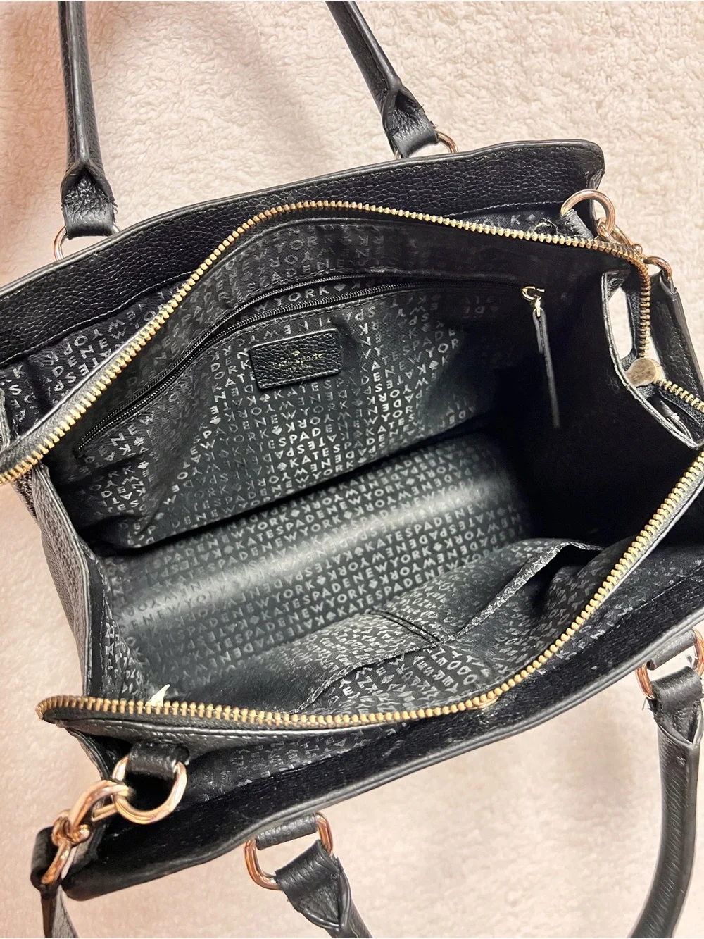 kate spade Black Pebbled Leather Satchel with Shoulder Strap